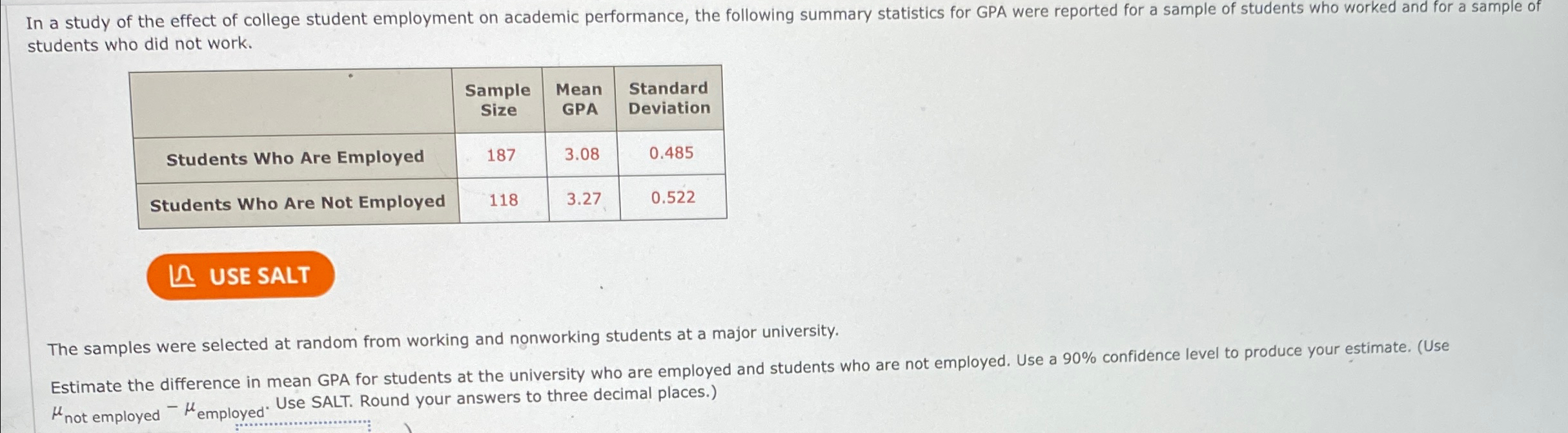 Solved In a study of the effect of college student | Chegg.com