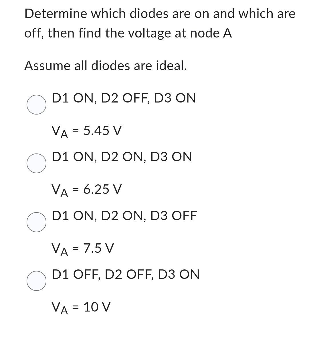 Solved Determine which diodes are on and which are off, then | Chegg.com