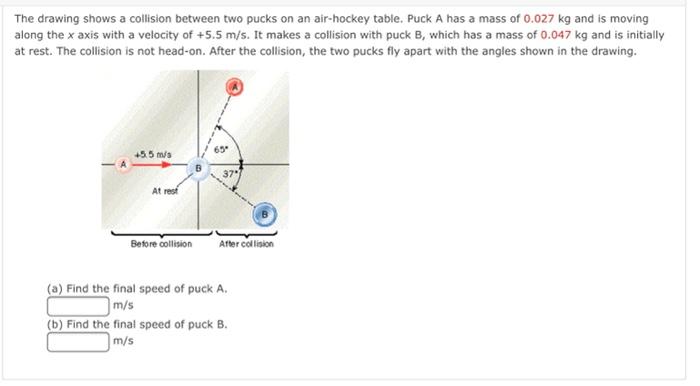 Solved The drawing shows a collision between two pucks on an | Chegg.com