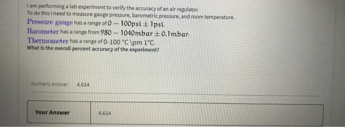 Solved I am performing a lab experiment to verify the | Chegg.com