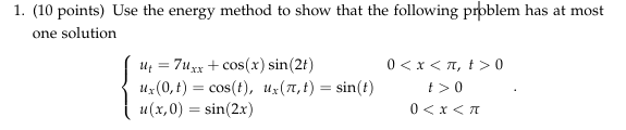 Solved (10 ﻿points) ﻿Use the energy method to show that the | Chegg.com