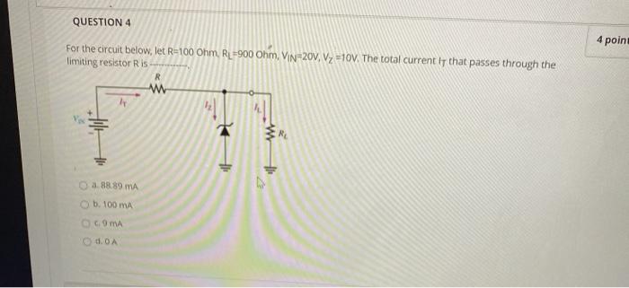 Solved QUESTION 4 4 Point For The Circuit Below, Let R=100 | Chegg.com