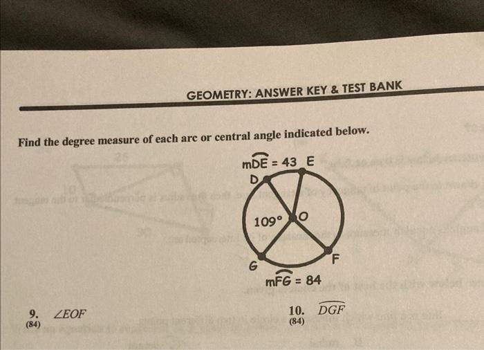 Solved Find the degree measure of each arc or central angle | Chegg.com