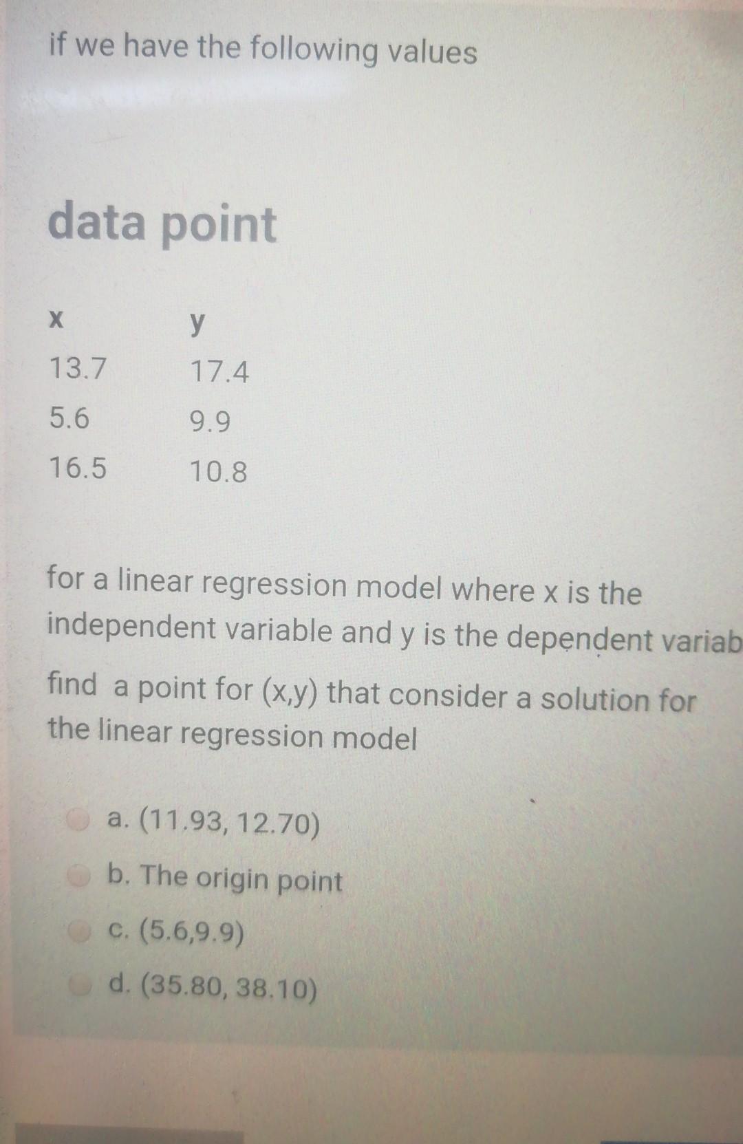 Solved if we have the following values data point Х y 13.7 | Chegg.com
