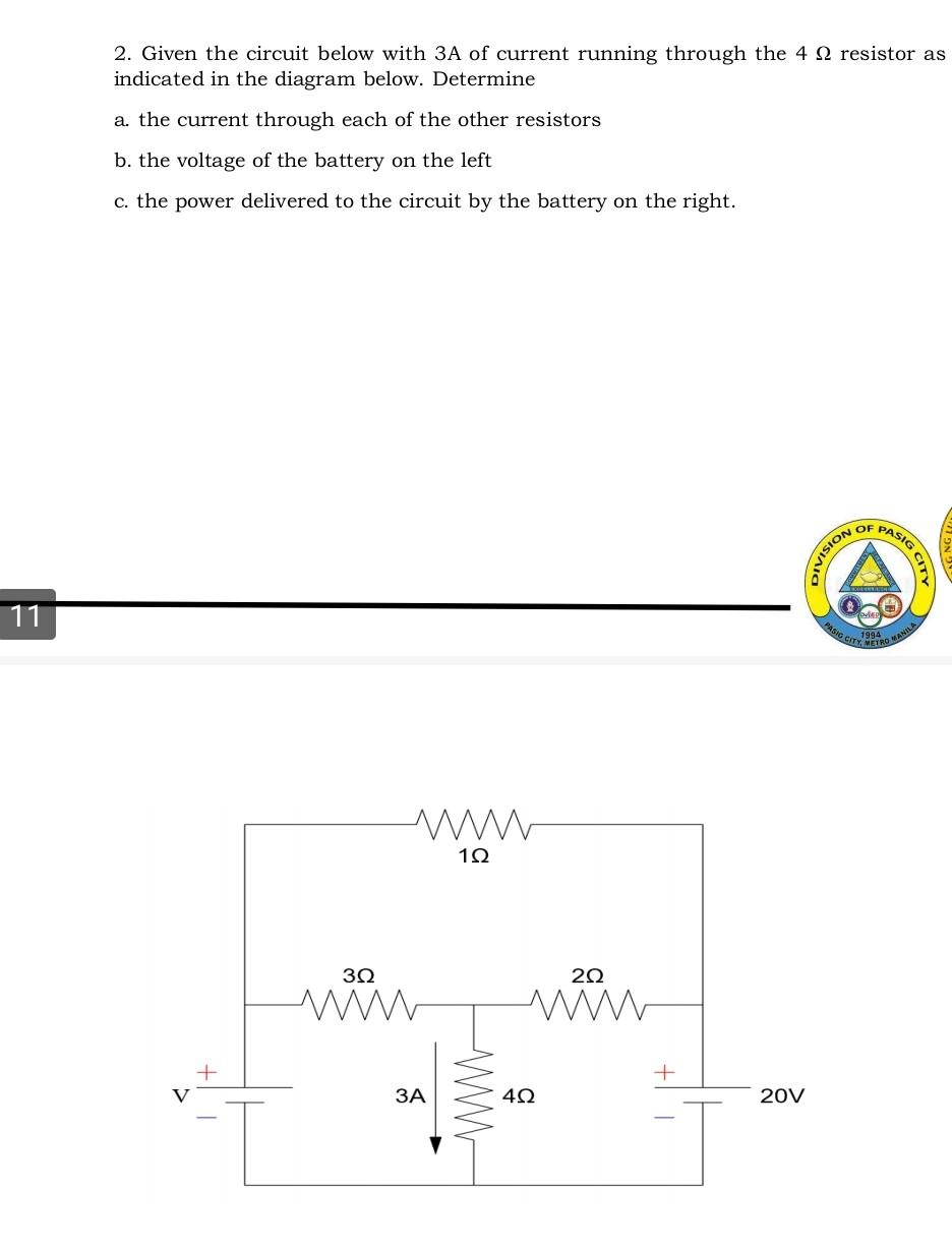 Solved 2. Given the circuit below with 3A of current running | Chegg.com