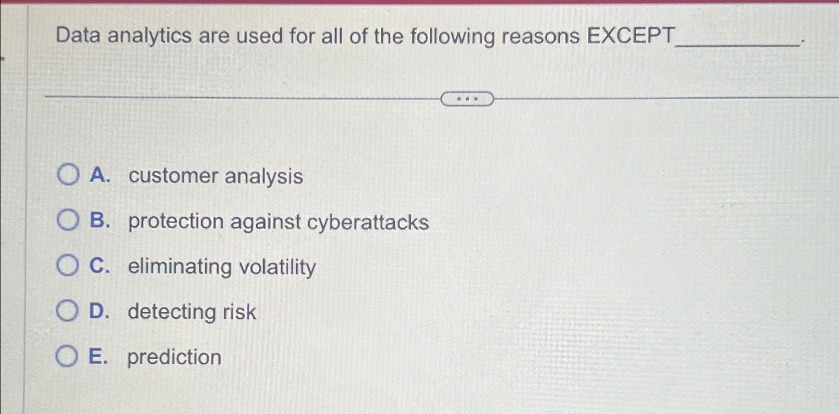 Solved Data analytics are used for all of the following | Chegg.com