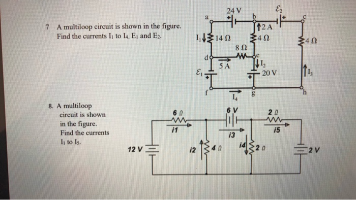 A multi loop circuit is shown below. Find the currents I_1,I_2,I_3