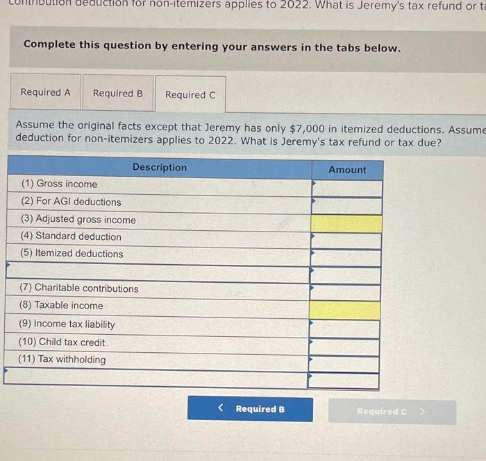 Solved Jeremy (unmarried) earned 100,000 in salary and