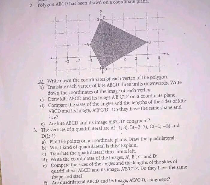 Solved 2. Polygon ABCD Has Been Drawn On A Coordinate Plane. | Chegg.com