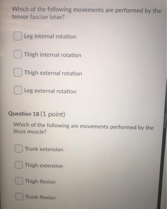 Solved Which of the following are movements performed by the | Chegg.com