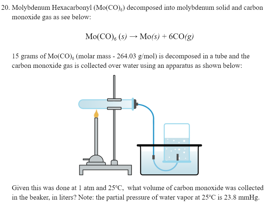 Solved Molybdenum Hexacarbonyl (Mo(CO)6) ﻿decomposed into | Chegg.com