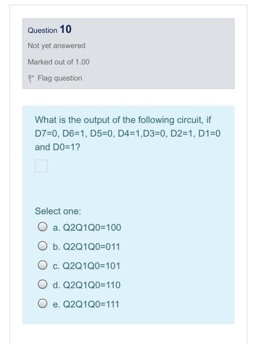 Solved Question 10 Not yet answered Marked out of 1.00 P | Chegg.com