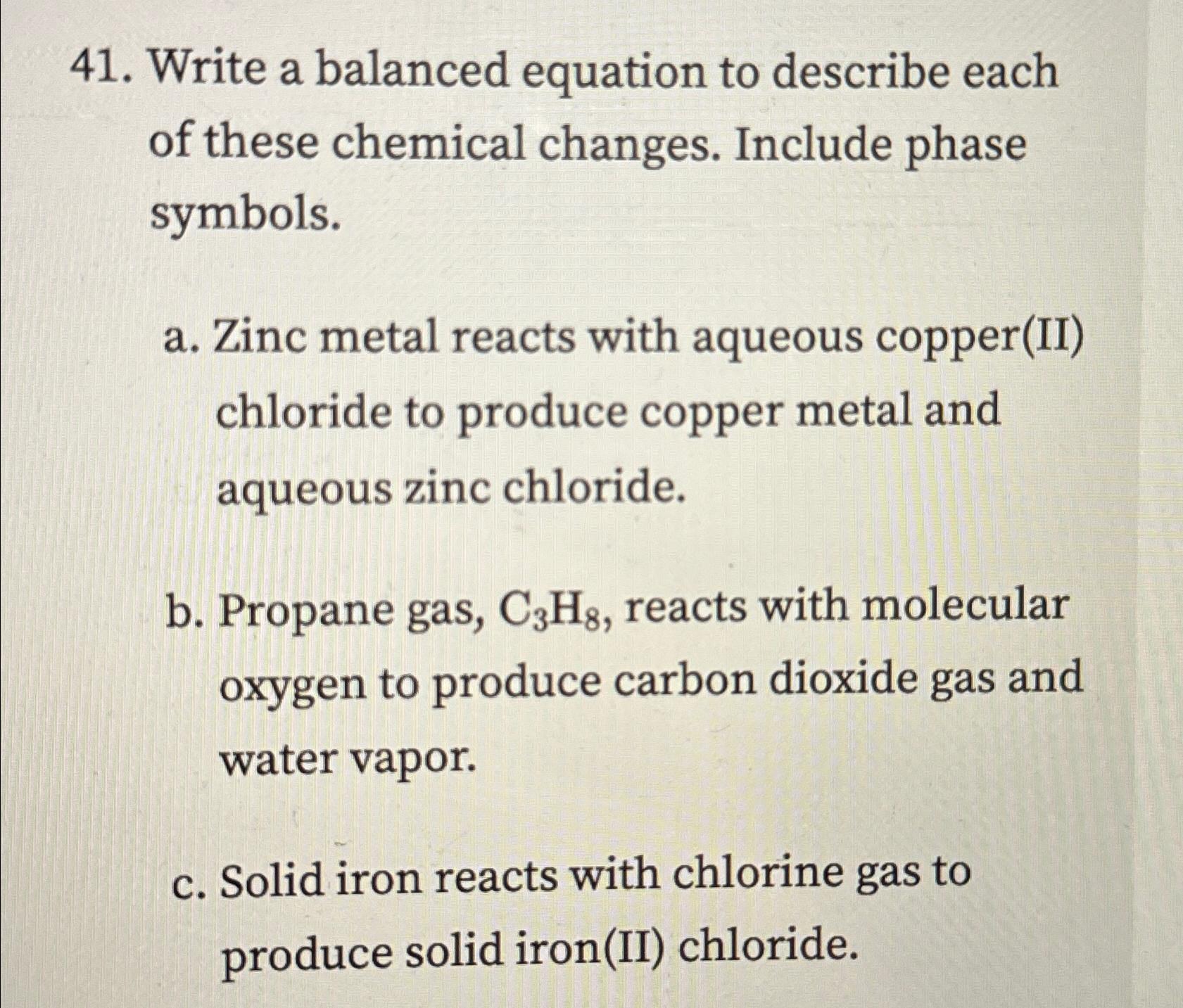 Solved Write a balanced equation to describe each of these