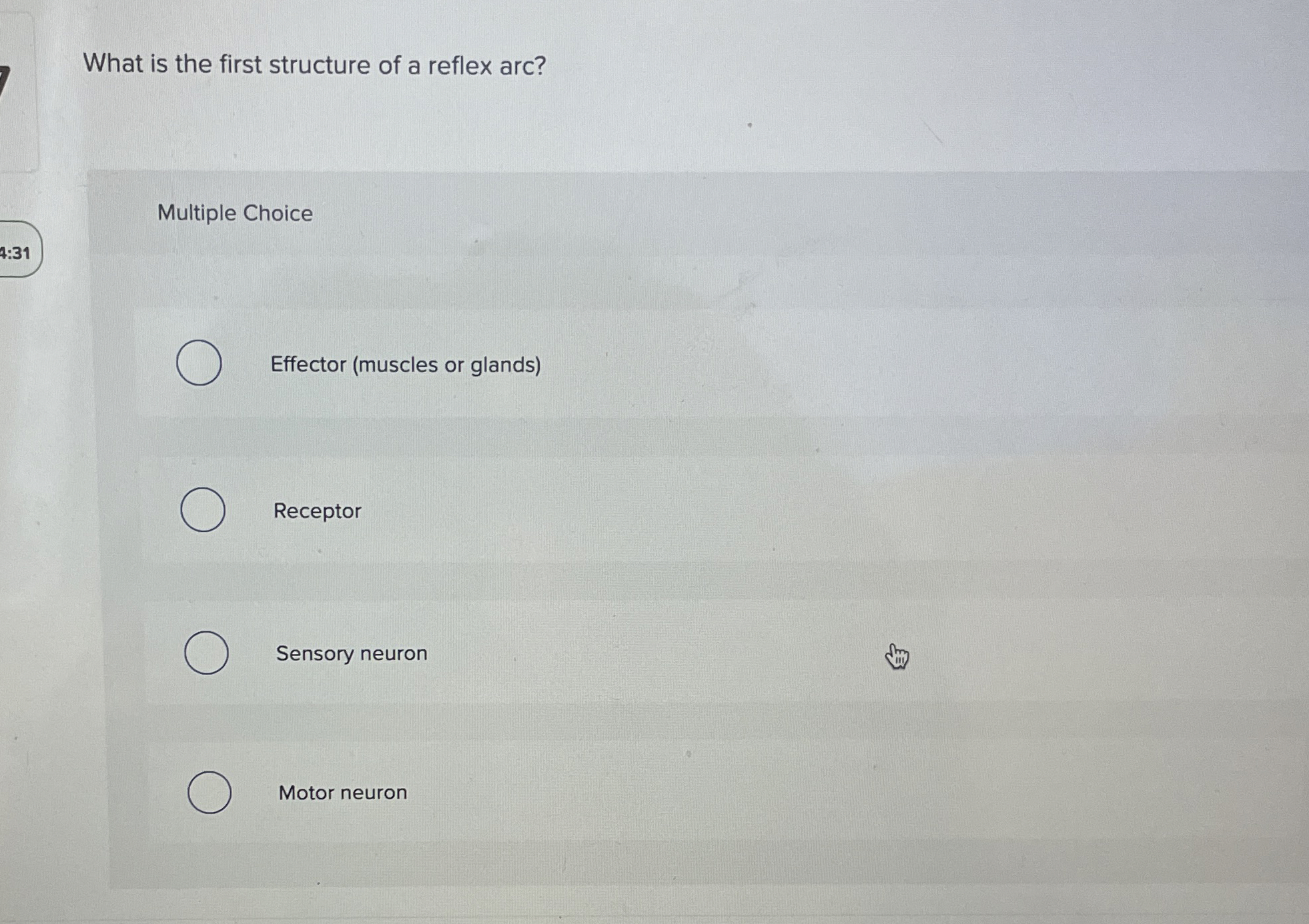 Solved What is the first structure of a reflex arc?Multiple | Chegg.com