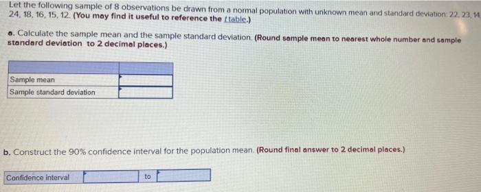 Solved Let the following sample of 8 observations be drawn | Chegg.com