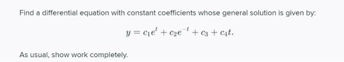 Solved Find a differential equation with constant | Chegg.com
