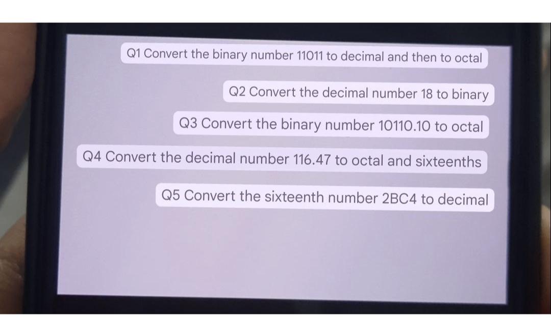 Solved Q1 ﻿Convert the binary number 11011 ﻿to decimal and | Chegg.com