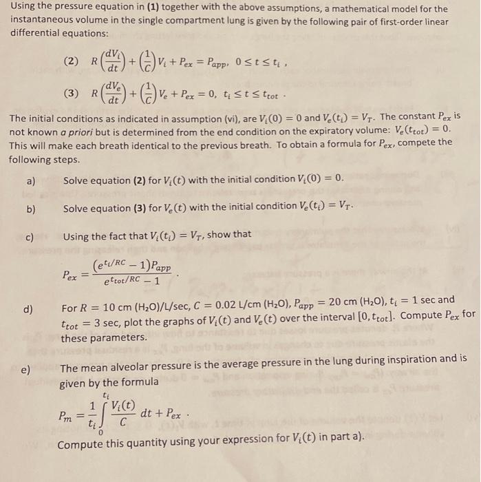 Solved Using the pressure equation in (1) together with the | Chegg.com