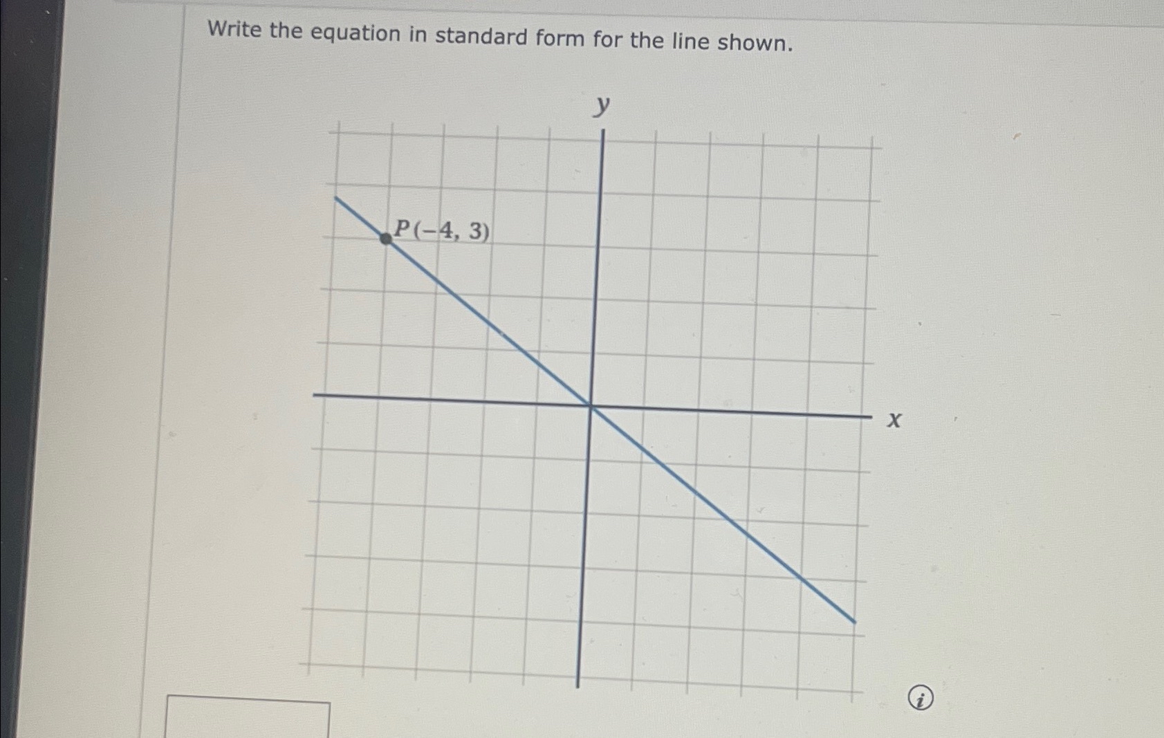 Solved Write the equation in standard form for the line | Chegg.com