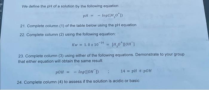 Solved We define the pH of a solution by the following | Chegg.com