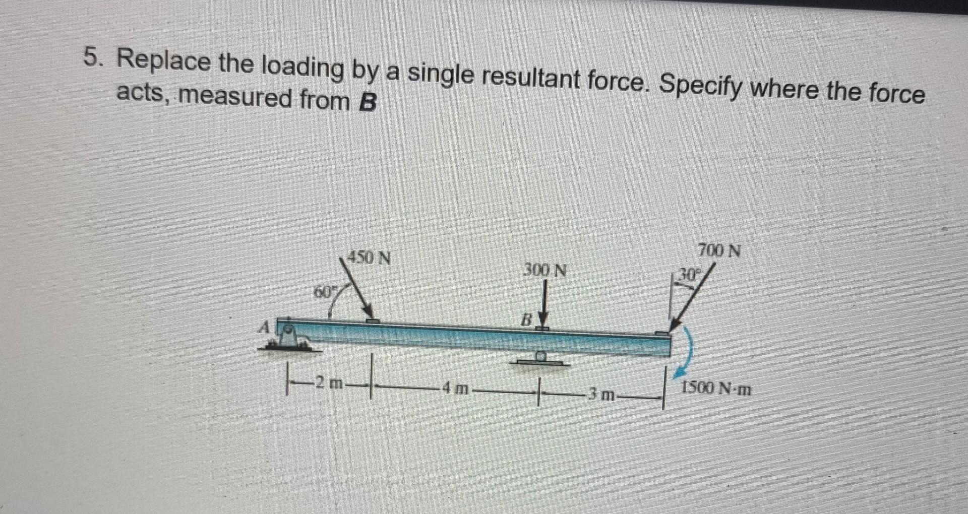 Solved 5 Replace The Loading By A Single Resultant Force