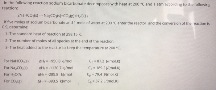 Solved In The Following Reaction Sodium Bicarbonate | Chegg.com