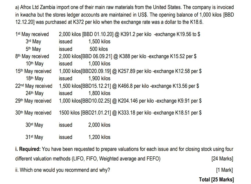 Solved calculate LIFO, FIFO, Weighted average and FEFO and | Chegg.com