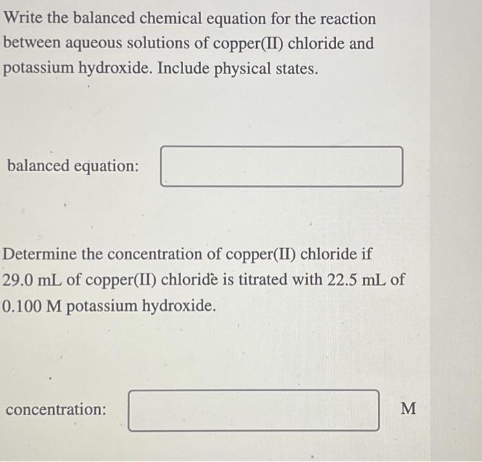Solved Write the balanced chemical equation for the reaction