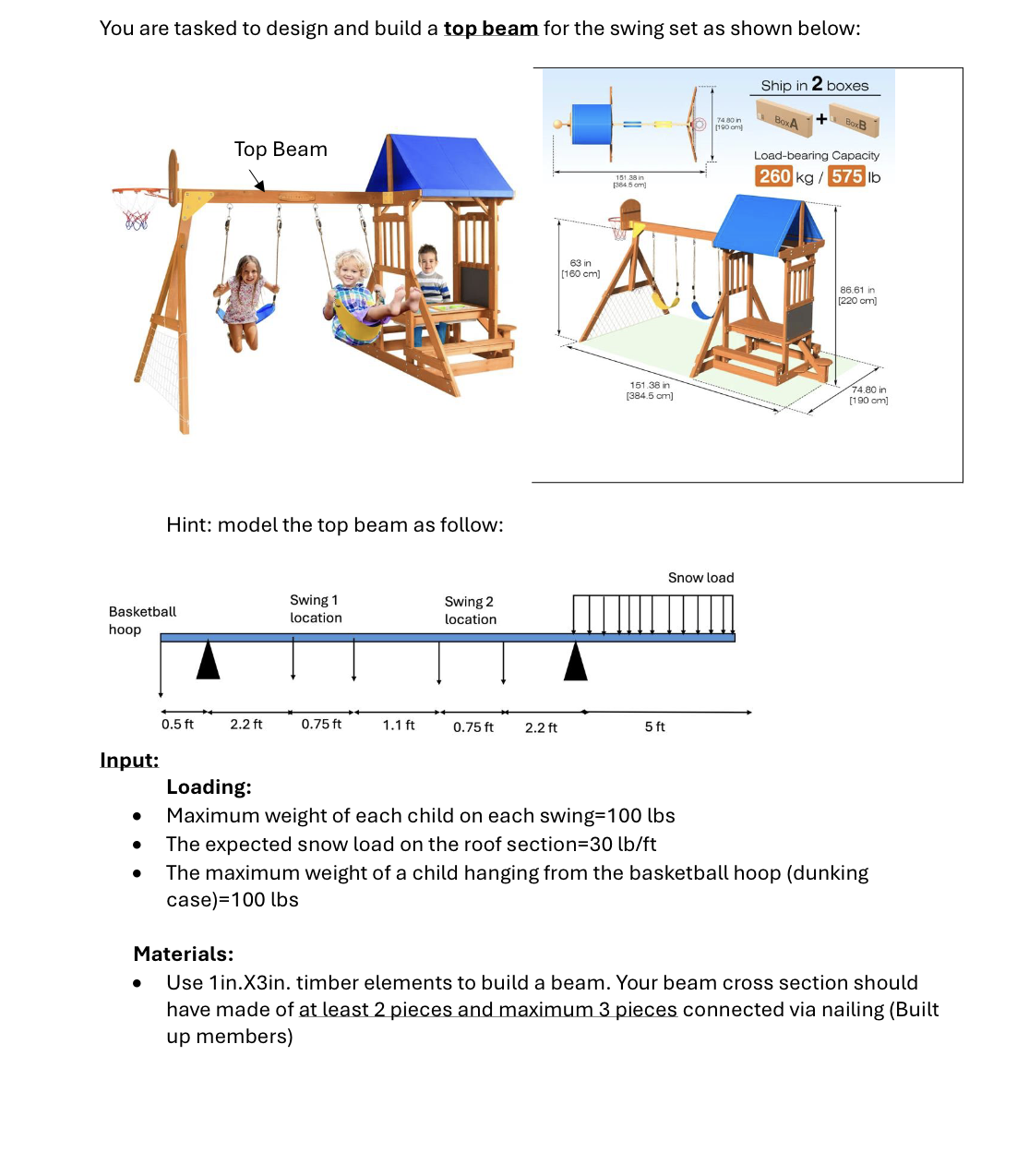 Solved You are tasked to design and build a top beam for the | Chegg.com