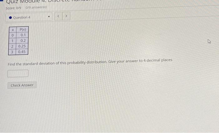 Solved Find the standard deviation of this probability | Chegg.com