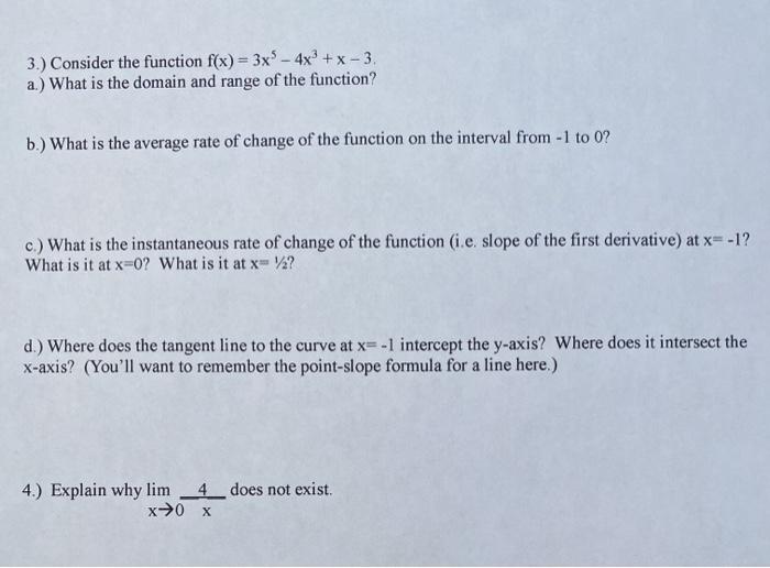 Solved 3.) Consider the function f(x) = 3x - 4x + x-3. a.) | Chegg.com