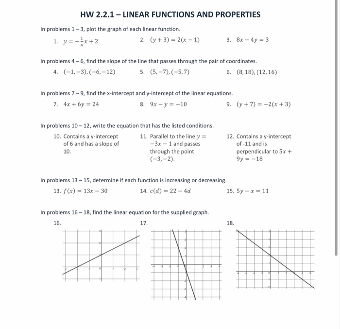 Solved HW 2.2.1 - LINEAR FUNCTIONS AND PROPERTIES In | Chegg.com