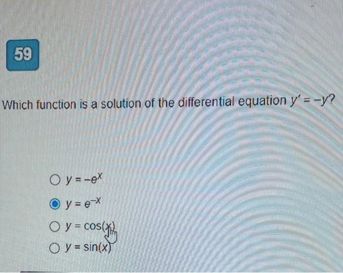 Solved Which function is a solution of the differential | Chegg.com