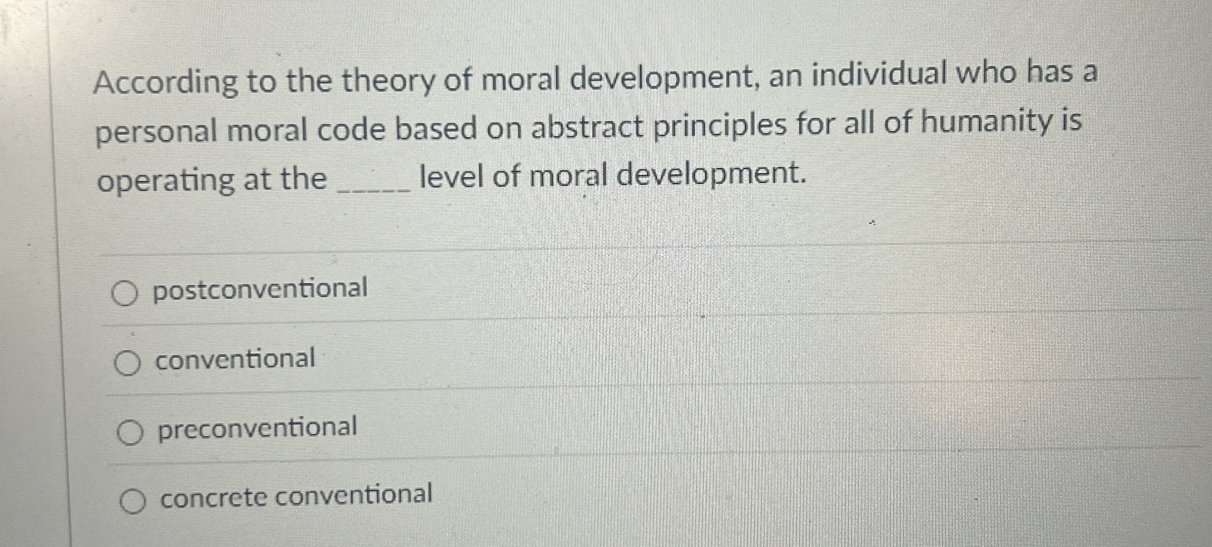 High Quality SOLUTION According to the theory of moral development, an ...