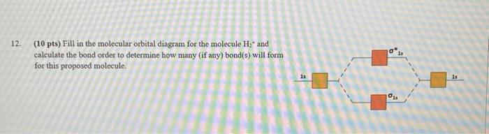 Solved 12 (10 pts) Fill in the molecular orbital diagram for | Chegg.com