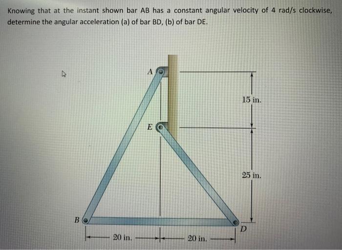 Solved Knowing that at the instant shown bar AB has a | Chegg.com