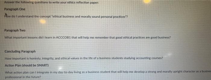 ethics essay questions and answers