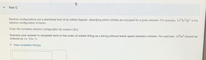Solved Part Electron configurations are a shorthand form of | Chegg.com