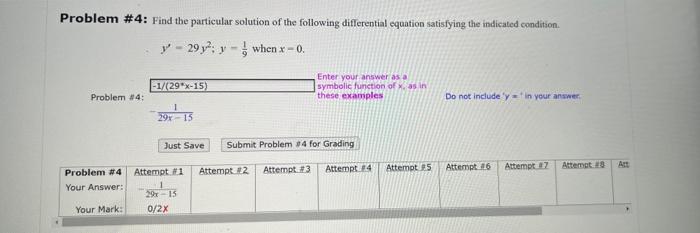 Solved Problem \#4: Find the particular solution of the | Chegg.com