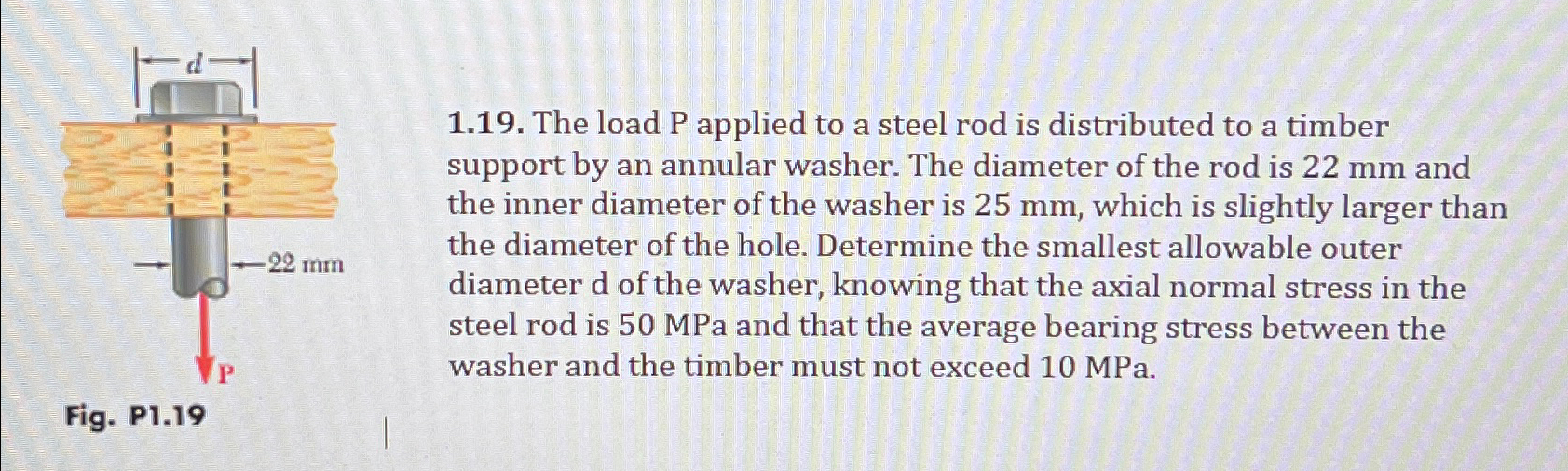 Solved 1.19. ﻿The load P ﻿applied to a steel rod is | Chegg.com