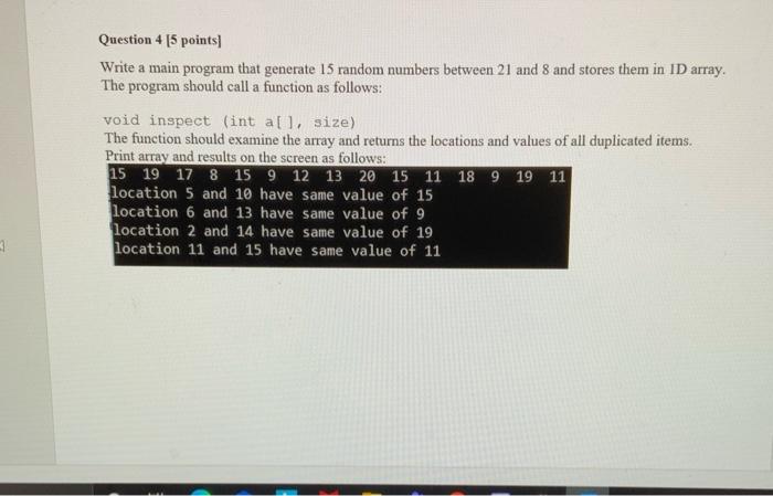 Solved Question 4 [5 points) Write a main program that | Chegg.com