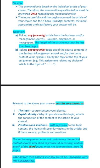 Preview: 7 This examination is based on the | Chegg.com