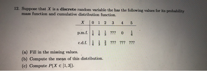 Solved 12. Suppose that X is a discrete random variable the | Chegg.com