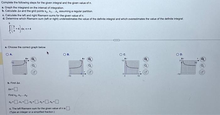Solved Complete the following steps for the given integral | Chegg.com
