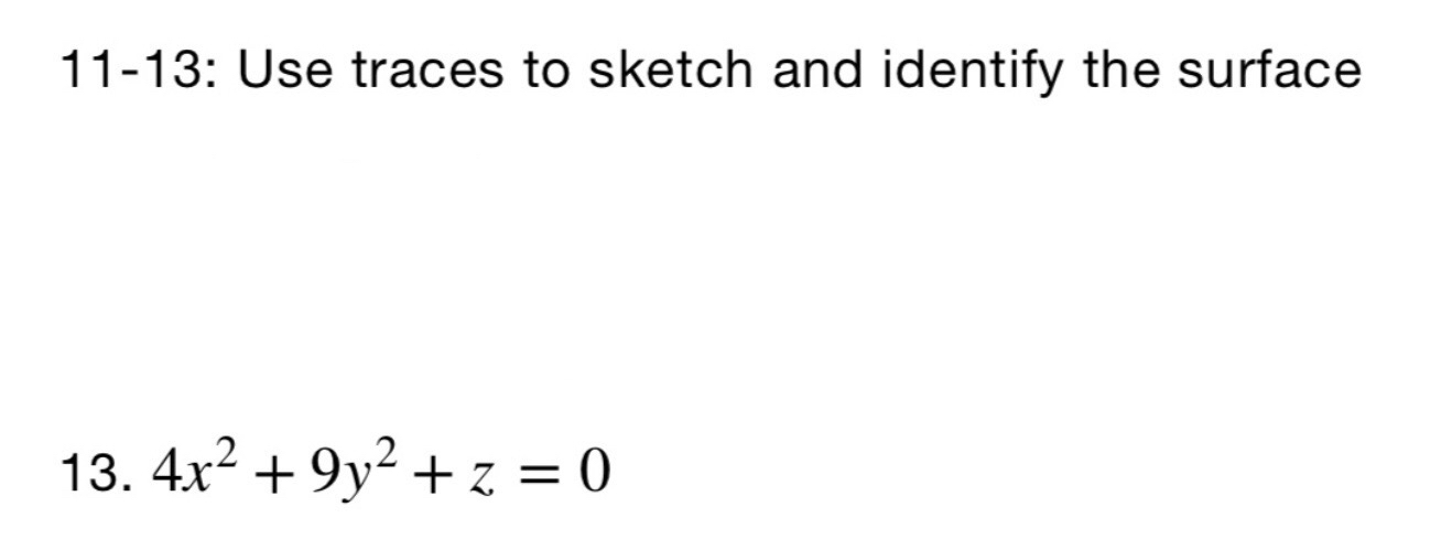Solved 11-13: Use traces to sketch and identify the | Chegg.com