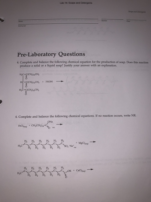 Solved Lab 14 Soaps and Detergents Soaps and Detergents