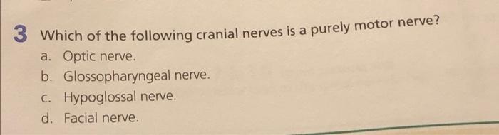 Solved Which Of The Following Cranial Nerves Is A Purely | Chegg.com