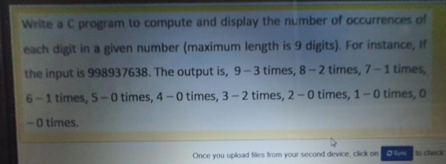 Solved Write a C program to compute and display the number | Chegg.com