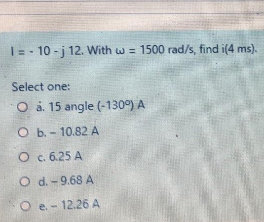 Solved T 10 J 12 With W 1500 Rad S Find I 4 Ms Chegg Com