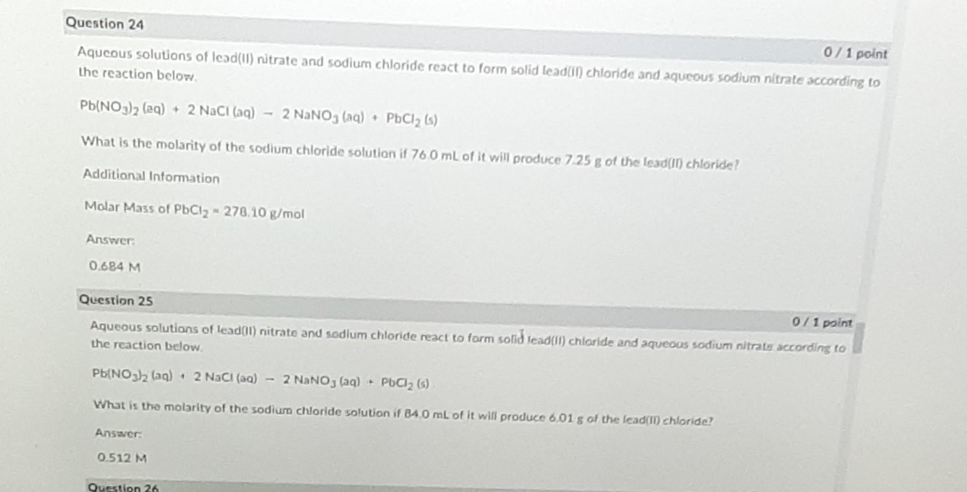 Solved Aqueous solutions of lead(II) nitrate and sodium